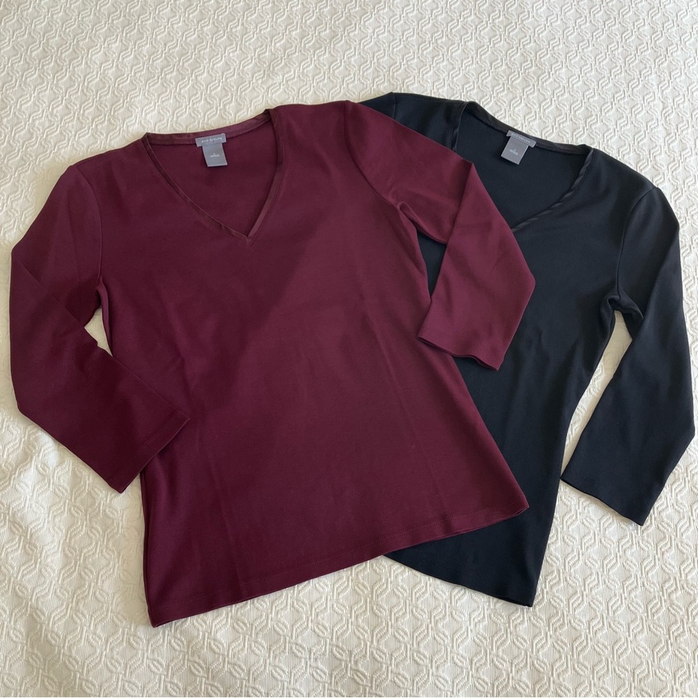 Ann Taylor V-Neck Tops 3/4 Sleeves Set of 2